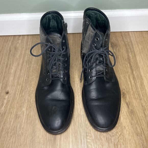 Johnson & Murphy Men’s 8.5 Boot Leather Black Lace Up Zip Quilted Suede Ankle - Picture 3 of 9